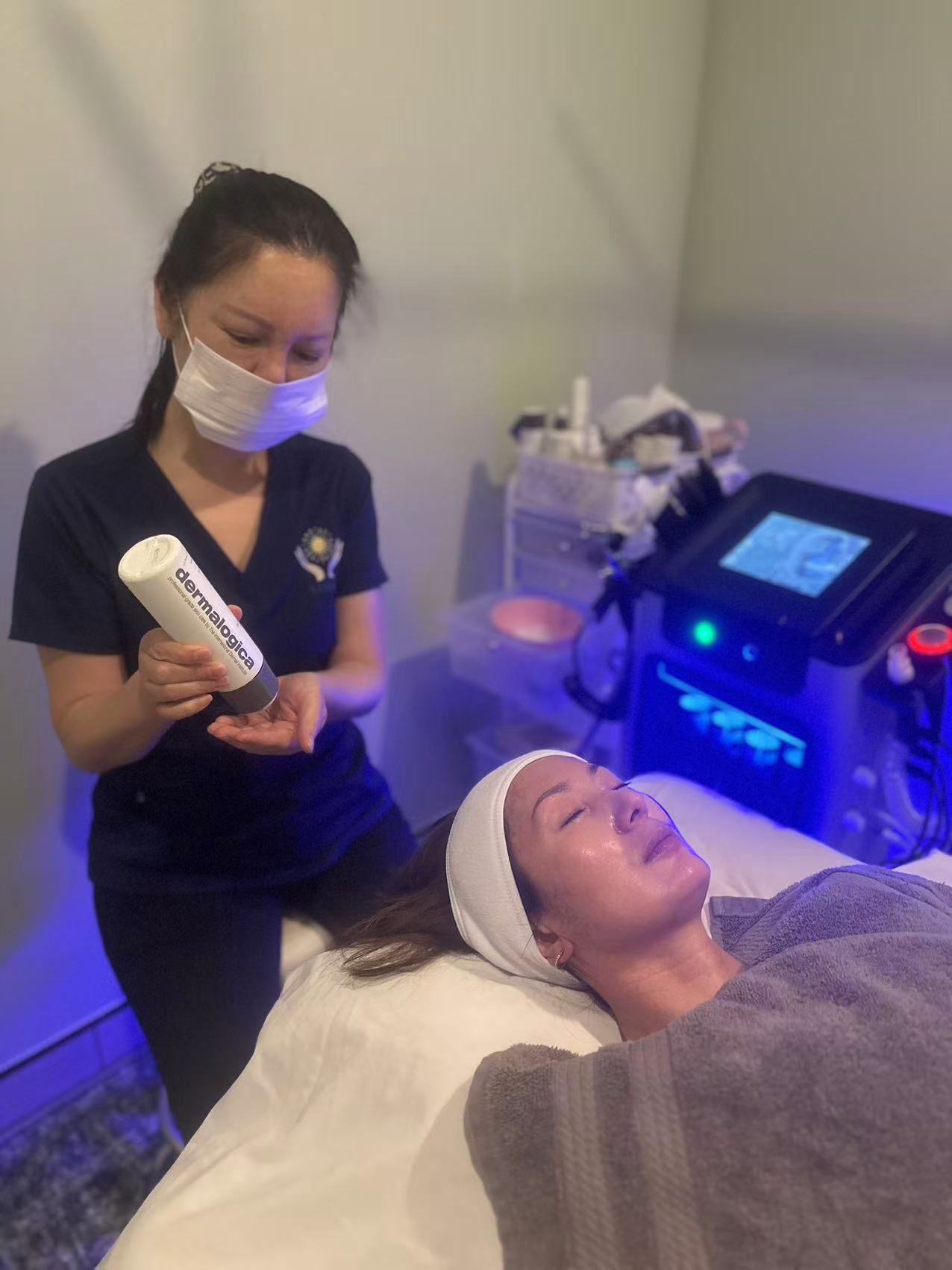 Professional facial treatment with premium products
